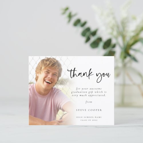 Budget Photo Modern Script Graduation Thank You