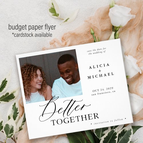 Budget photo modern wedding save the date flyer