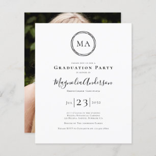 BUDGET Photo Monogram Graduation Party Invitation