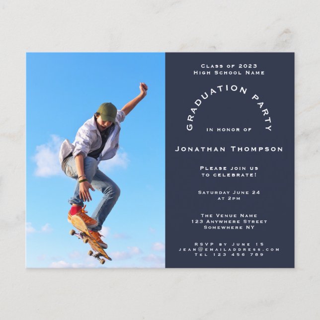Budget Photo Navy 2024 Graduation Party Invitation (Front)