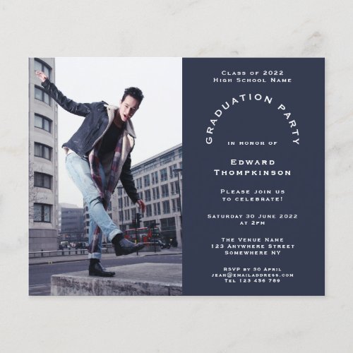 Budget Photo Navy Graduation 2024 Party Invitation