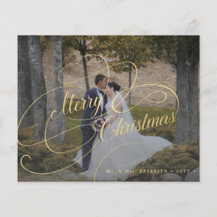 Budget photo newlywed Christmas holiday card Flyer