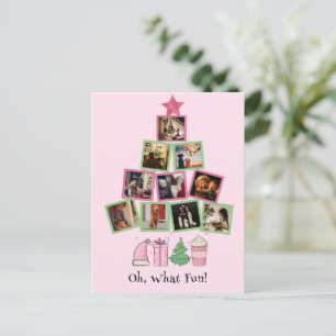 Budget Photo Oh What Fun Pink & Green Christmas Postcard
