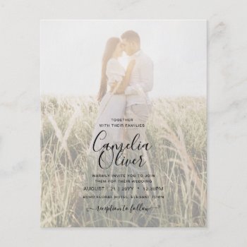BUDGET Photo Overlay BEIGE Wedding Invite  Flyer