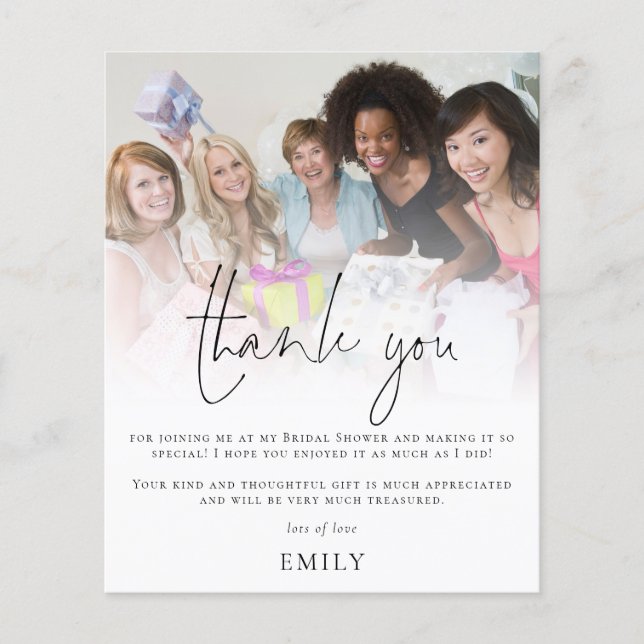 Budget Photo Overlay Bridal Shower Thank You (Front)