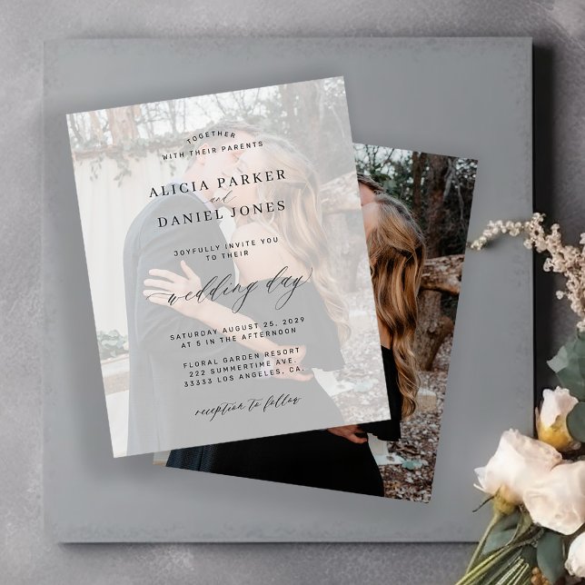 Budget photo overlay modern wedding invitation (Creator Uploaded)
