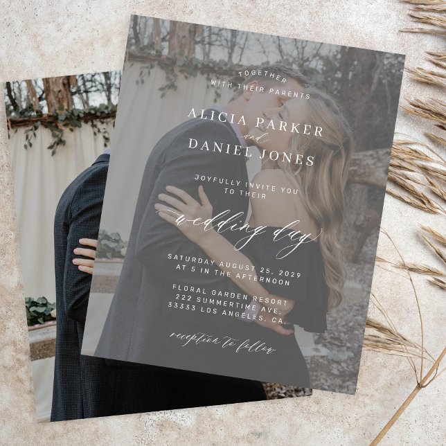 Budget photo overlay modern wedding invitation (Creator Uploaded)