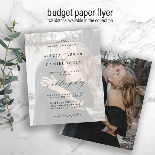 Budget photo overlay modern wedding invitation flyer