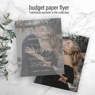 Budget photo overlay modern wedding invitation flyer