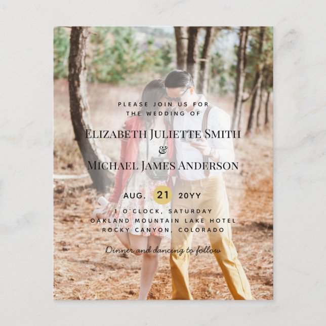 Budget Photo Overlay Modern Wedding Invitations (Front)