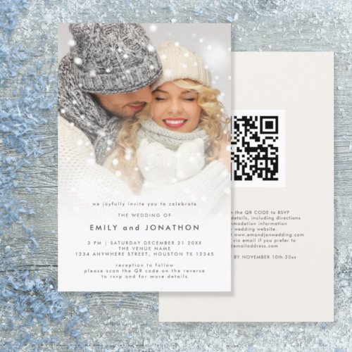 Budget Photo Overlay QR Christmas Wedding Invite