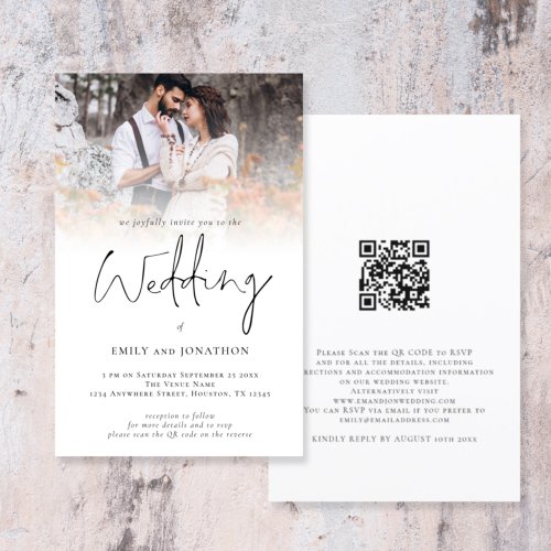 Budget Photo Overlay QR Code Script Wedding Invite