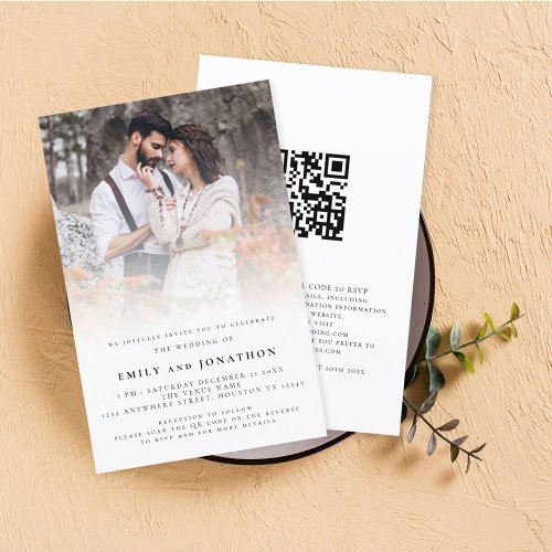 Budget Photo Overlay QR Code Wedding Invite