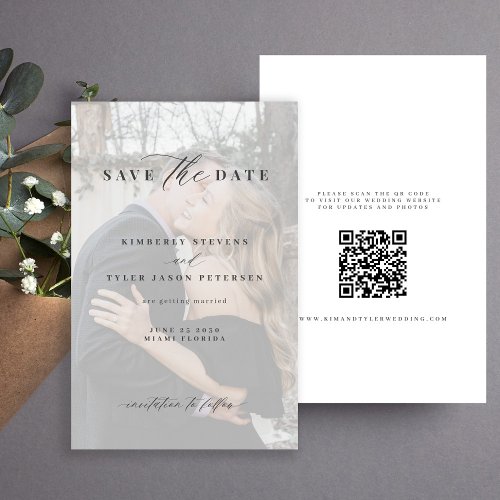 Budget photo overlay QR CODE wedding save the date