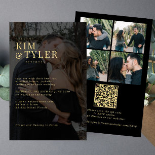 Budget photo overlay QR RSVP wedding Invitation