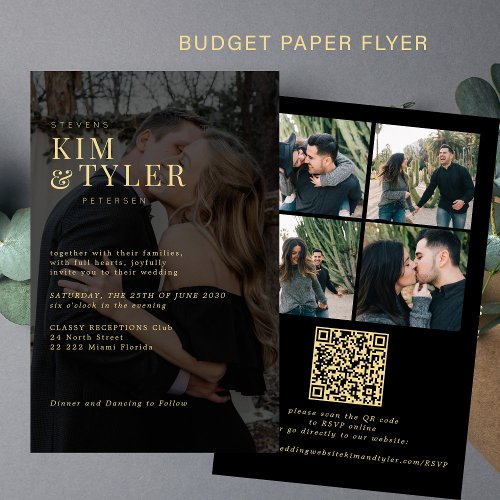 Budget photo overlay QR RSVP wedding Invitation Flyer