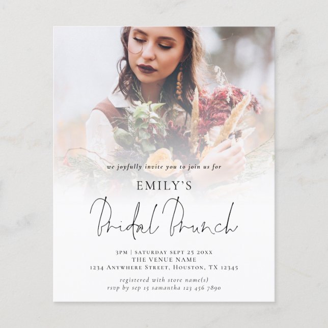 Budget Photo Overlay Script Bridal Brunch Invite (Front)