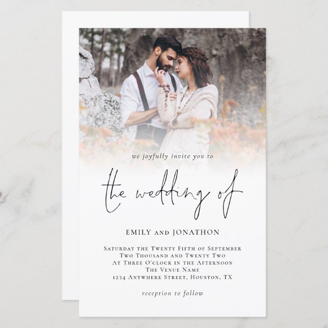 Budget Photo Overlay Script Wedding Invitation (Front/Back)