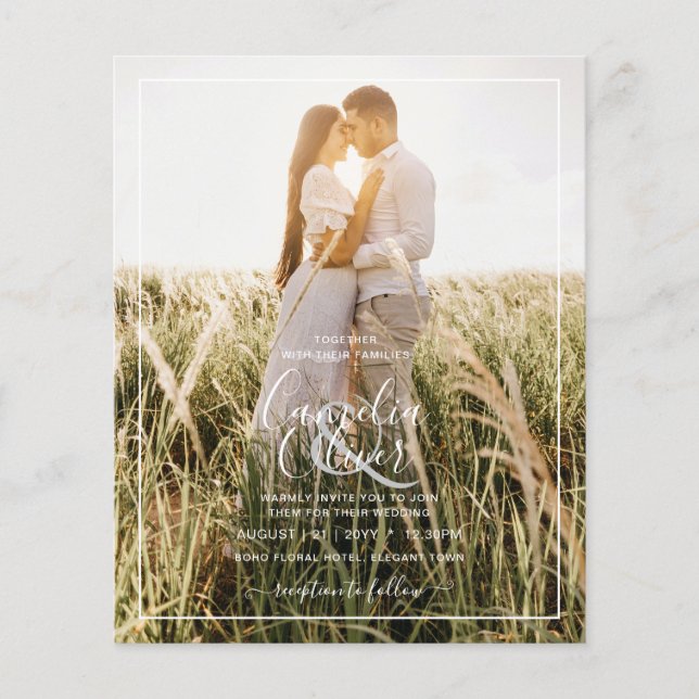 BUDGET Photo Overlay Sea Glass Sage Wedding Invite Flyer (Front)