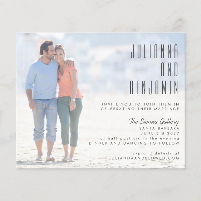 Budget Photo Overlay Wedding Horizontal Invite (Front)
