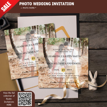 Budget Photo Overlay Wedding Invite Modern by invitationz at Zazzle