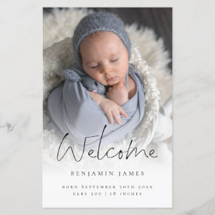 Budget Photo Overlay Welcome Birth Announcement