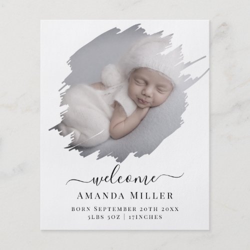 Budget Photo Overlay Welcome Birth Announcement Flyer