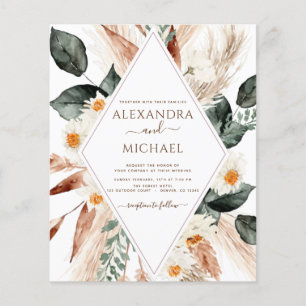 Budget Photo Pampas Grass Boho Wedding Flyer