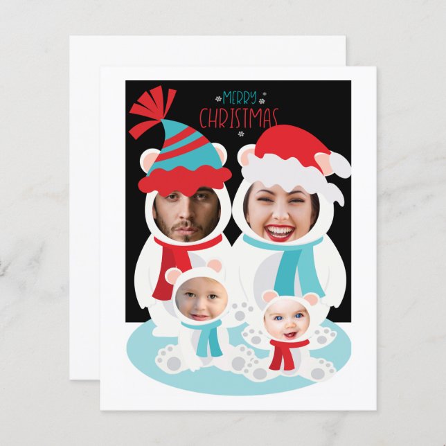 BUDGET Photo Personalized Christmas Polar Bears (Front/Back)