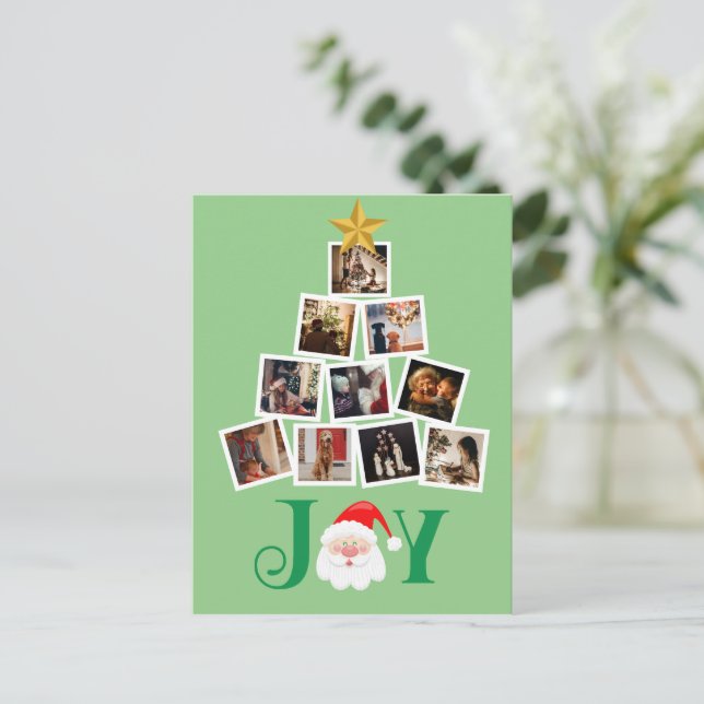 Budget Photo Personalized Joy Christmas Postcard (Standing Front)