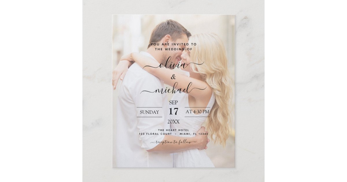 Budget Photo Picture Wedding Invitations Flyer | Zazzle