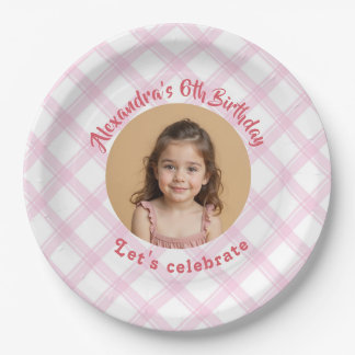 Budget Photo Plate, Pink Birthday Party Paper Plates