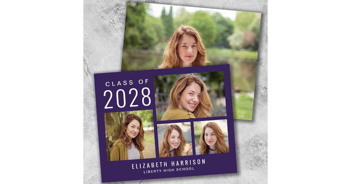 Budget Photo Purple Graduation Announcement | Zazzle