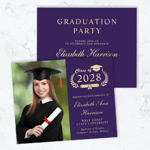 Budget Photo Purple Graduation Party Invitation