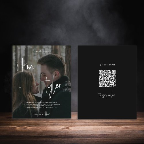 Budget photo QR code all in one wedding invitation