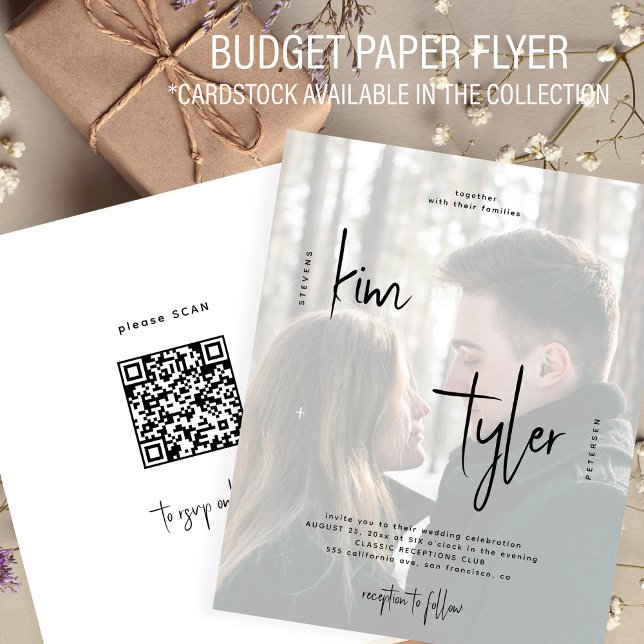 Budget photo QR code all in one wedding invitation Flyer (Creator Uploaded)