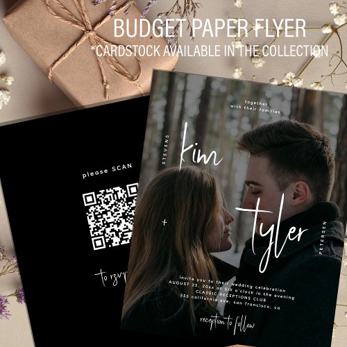 Budget photo QR code all in one wedding invitation Flyer