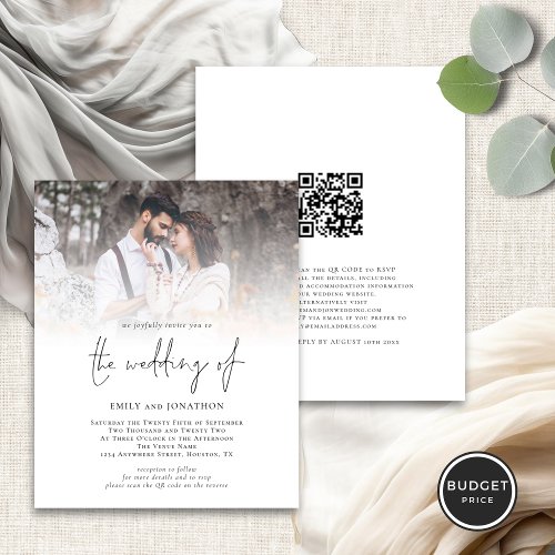 Budget Photo QR Code Script Wedding Invitation