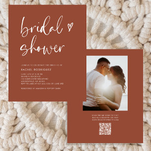 Budget Photo QR Code Terracotta Bridal Shower Flyer