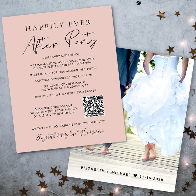 Budget Photo QR Code Wedding Reception Invitation (Your love story deserves a grand celebration!)