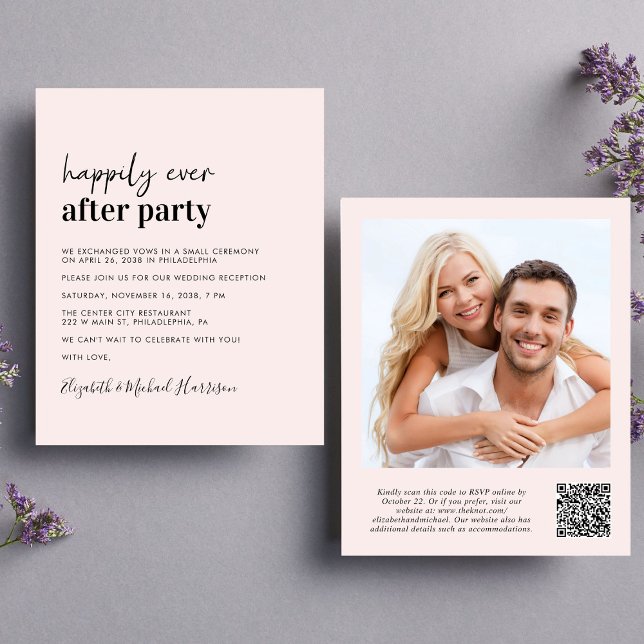 Budget Photo QR Code Wedding Reception Invitation (Creator Uploaded)