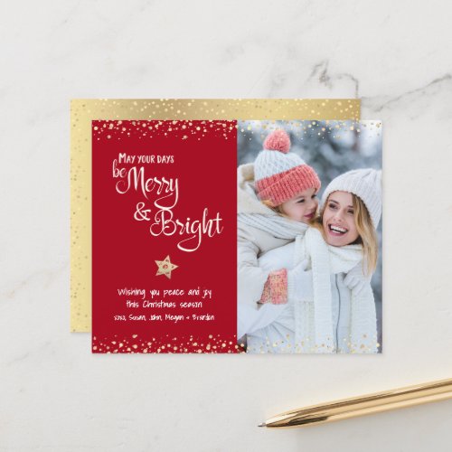 Budget Photo Red Days Be Merry Bright Script Card 