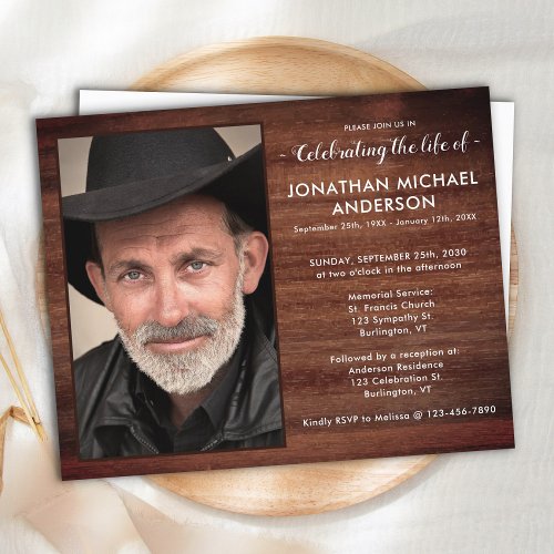 Budget Photo Rustic Celebration Of Life Invitation