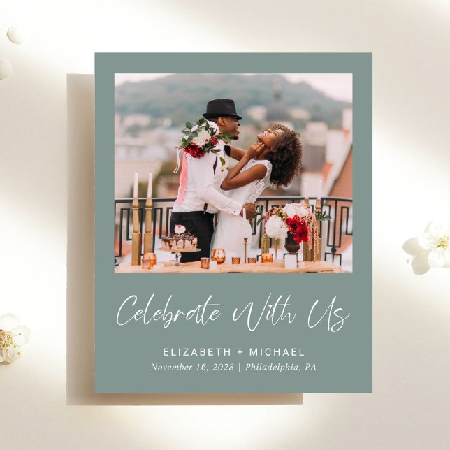 Budget Photo Sage Green Wedding Reception Invite (Creator Uploaded)