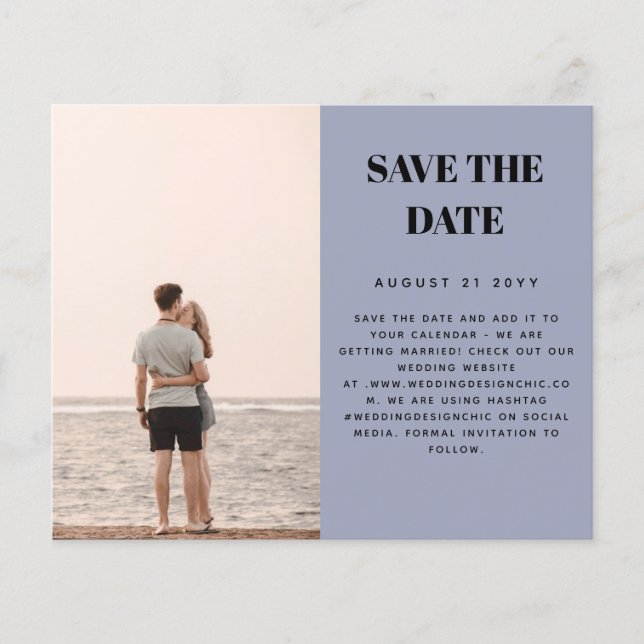 BUDGET Photo Save Date Minimalist Simple Plain (Front)