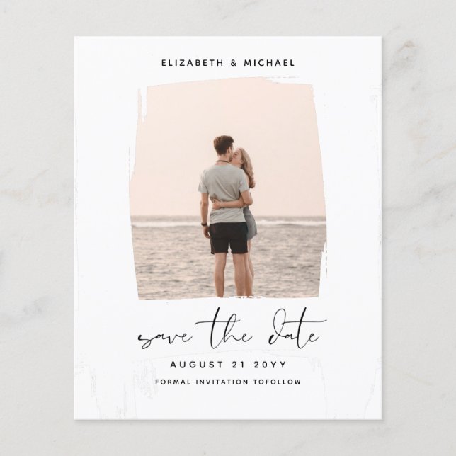 BUDGET Photo Save Date Minimalist Simple Plain Flyer (Front)