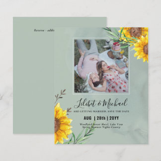 BUDGET Photo Save Date or Wedding Invite Sunflower