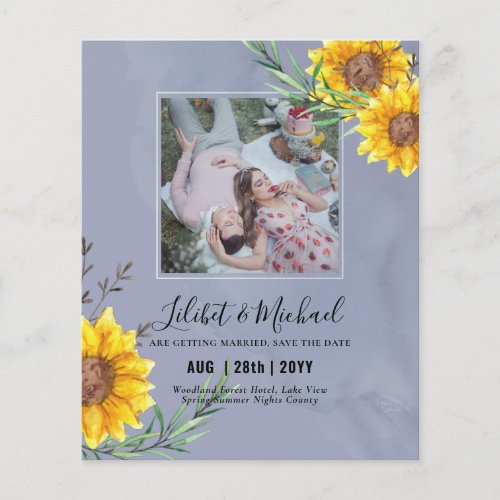 BUDGET Photo Save Date or Wedding Invite Sunflower Flyer