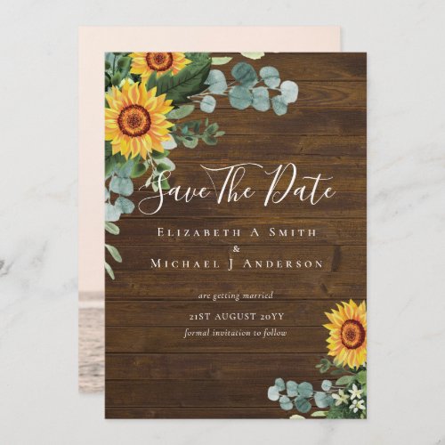 BUDGET  Photo Save Date Rustic SUNFLOWERS Greenery