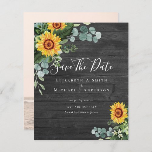 BUDGET  Photo Save Date Rustic SUNFLOWERS Greenery